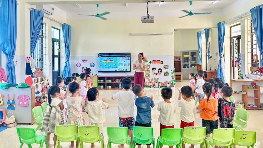 Trường mầm non Bồ Sao, xã Vĩnh Thành là một trong những điển hình tiên tiến trong phong trào thi đua nâng cao chất lượng GD&ĐT