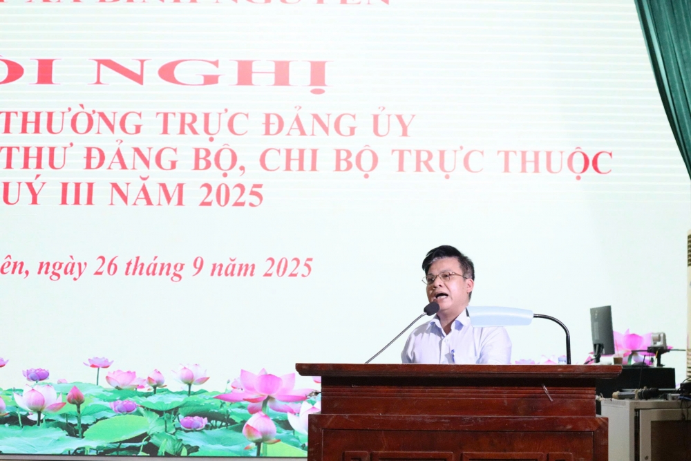 Đồng chí Ngô Quốc Thể, Trưởng Ban xây dựng đảng phát biểu tại hội nghị