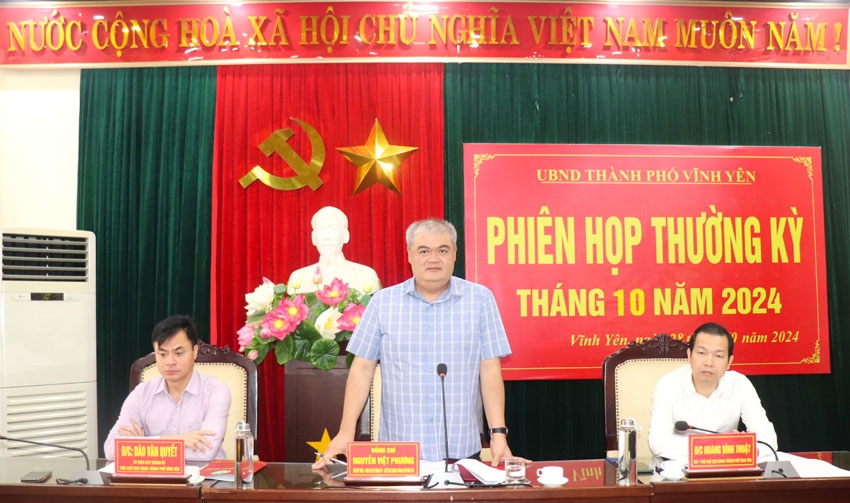 Lãnh đạo UBND thành phố Vĩnh Yên chủ trì cuộc họp