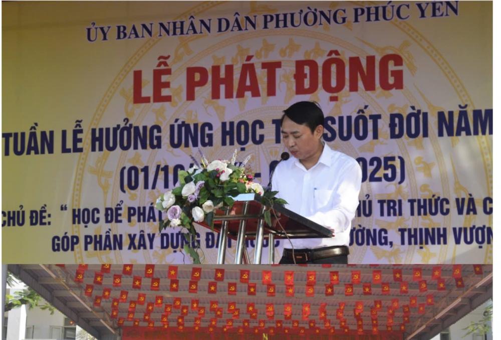 Sáng ngày 3/10, tại Trường THCS Phúc Yên, UBND phường Phúc Yên (Phú Thọ) long trọng tổ chức Lễ khai mạc Tuần lễ hưởng ứng học tập suốt đời năm 2025. Sáng ngày 3/10, tại Trường THCS Phúc Yên, UBND phường Phúc Yên (Phú Thọ) long trọng tổ chức Lễ khai mạc Tuần lễ hưởng ứng học tập suốt đời năm 2025.