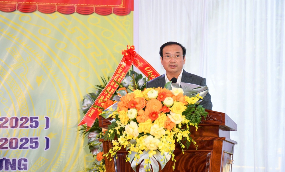 Trưởng Ban Tuyên giáo và Dân vận Tỉnh ủy Phú Thọ Lương Đức Minh phát biểu tại ngày hội