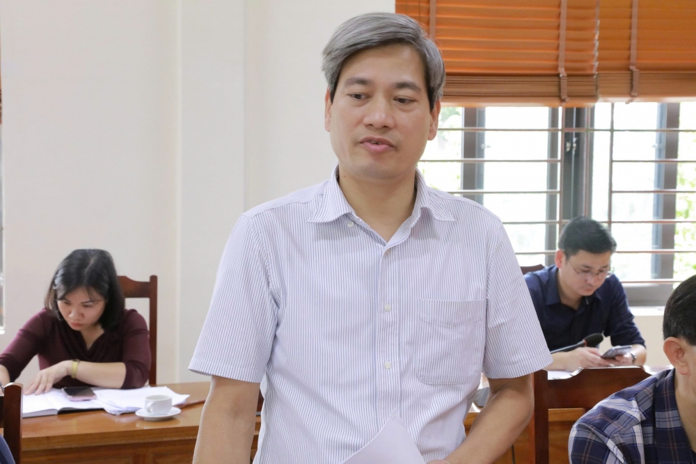 Đồng chí Khổng Đình Trưởng, Phó Bí thư Đảng ủy, Chủ tịch UBND xã Thổ Tang phát biểu