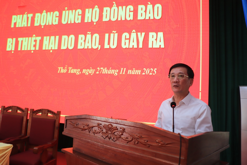 Xã Thổ Tang: Kêu gọi ủng hộ đồng bào miền Trung, Tây Nguyên bị thiệt hại do mưa lũ gây ra