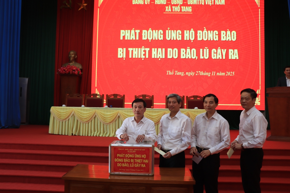 Xã Thổ Tang: Kêu gọi ủng hộ đồng bào miền Trung, Tây Nguyên bị thiệt hại do mưa lũ gây ra