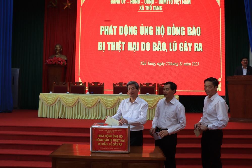 Xã Thổ Tang: Kêu gọi ủng hộ đồng bào miền Trung, Tây Nguyên bị thiệt hại do mưa lũ gây ra