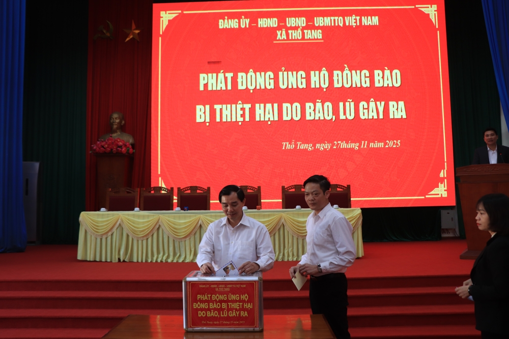 Xã Thổ Tang: Kêu gọi ủng hộ đồng bào miền Trung, Tây Nguyên bị thiệt hại do mưa lũ gây ra