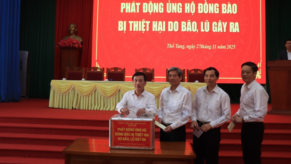 Xã Thổ Tang kêu gọi ủng hộ đồng bào miền Trung, Tây Nguyên bị thiệt hại do mưa lũ gây ra