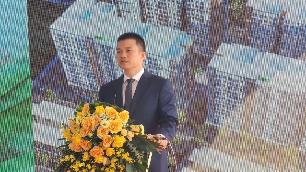 Đại diện chủ đầu tư - Tổng giám đốc Công ty Cổ phần IEC Vĩnh Phúc, ông Nguyễn Văn Dũng phát biểu.