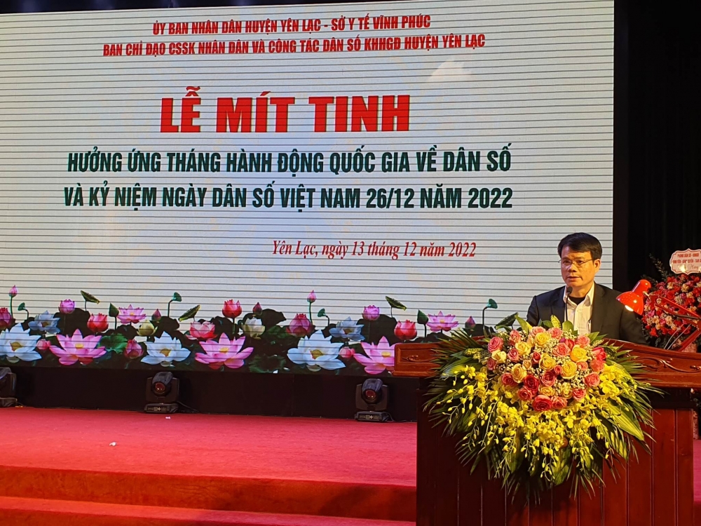 Đồng chí Đào Anh Thái- Chi cục Trưởng Chi cục Dân số KHHGD tỉnh Vĩnh Phúc  phát biểu chương trình