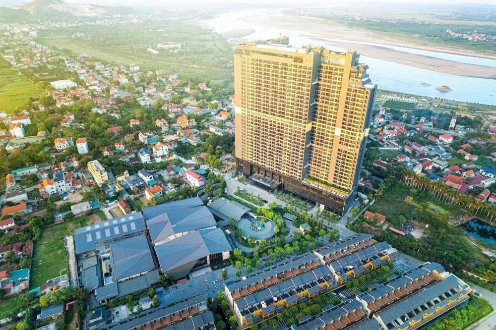 Công trình Căn hộ du lịch, trung tâm hội nghị – Lynn Times Residences thuộc dự án tổ hợp khách sạn, biệt thự nghỉ dưỡng Wyndham Thanh Thủy tại xã Thanh Thủy.