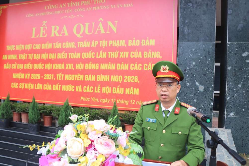 Đồng chí Vũ Duy Nhất, Trưởng Công an phường Phúc Yên phát biểu quán triệt, triển khai chỉ đạo của Bộ Công an và Công an tỉnh về cao điểm Đồng chí Vũ Duy Nhất, Trưởng Công an phường Phúc Yên phát biểu quán triệt, triển khai chỉ đạo của Bộ Công an và Công an tỉnh về cao điểm