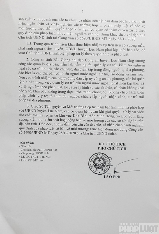 Chủ tịch tỉnh Bắc Giang chỉ đạo làm rõ vụ đốt chất thải trái phép tại huyện Lục Nam