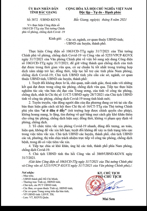 Bắc Giang dừng đón người dân trở về từ TP HCM