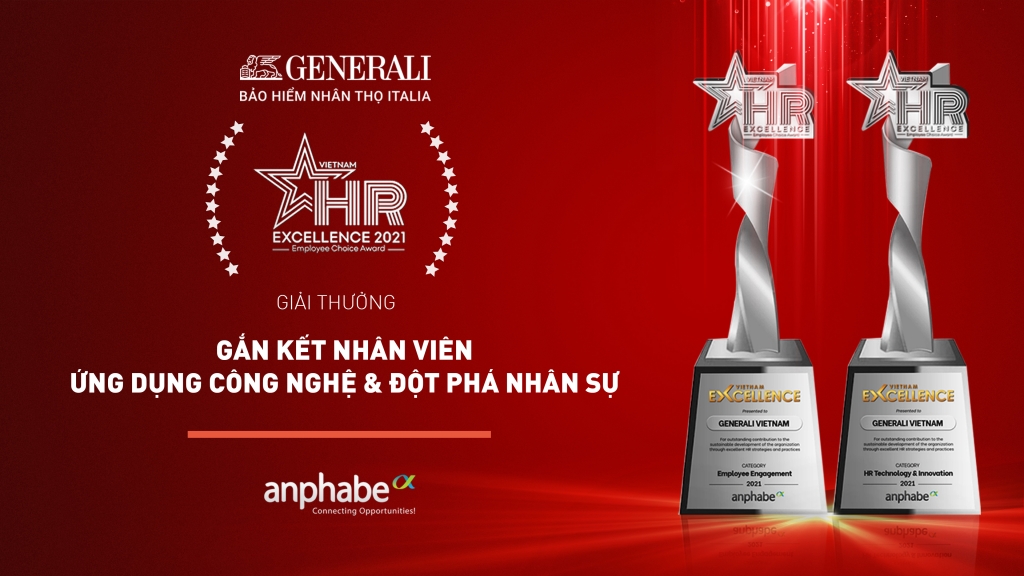 Generali được vinh danh doanh nghiệp xuất sắc trong “Gắn kết Nhân viên” và “Ứng dụng công nghệ &amp; Đột phá nhân sự” tại Vietnam Excellence 2021