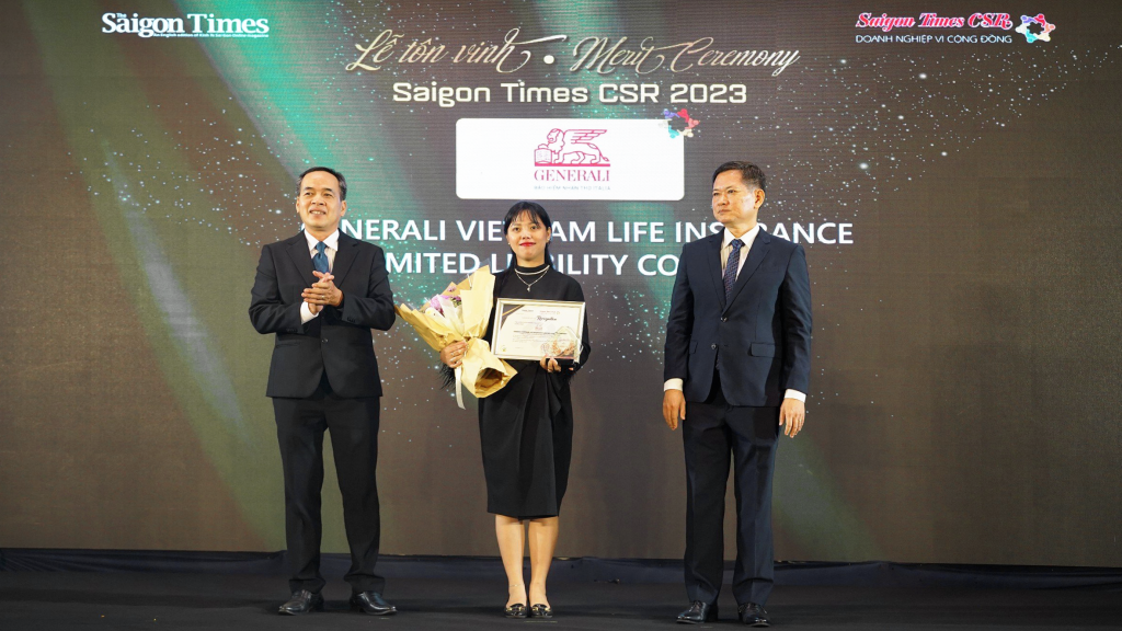 Chứng nhận “Doanh nghiệp vì cộng đồng- Saigon Times CSR 2023” ghi nhận những nỗ lực của Generali Việt Nam đối với sự phát triển toàn diện của trẻ em Việt Nam