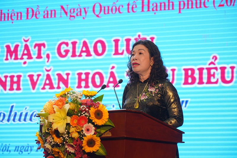 Phó Giám đốc Sở Văn hóa và Thể thao Hà Nội Trần Thị Vân Anh phát biểu tại hội nghị.