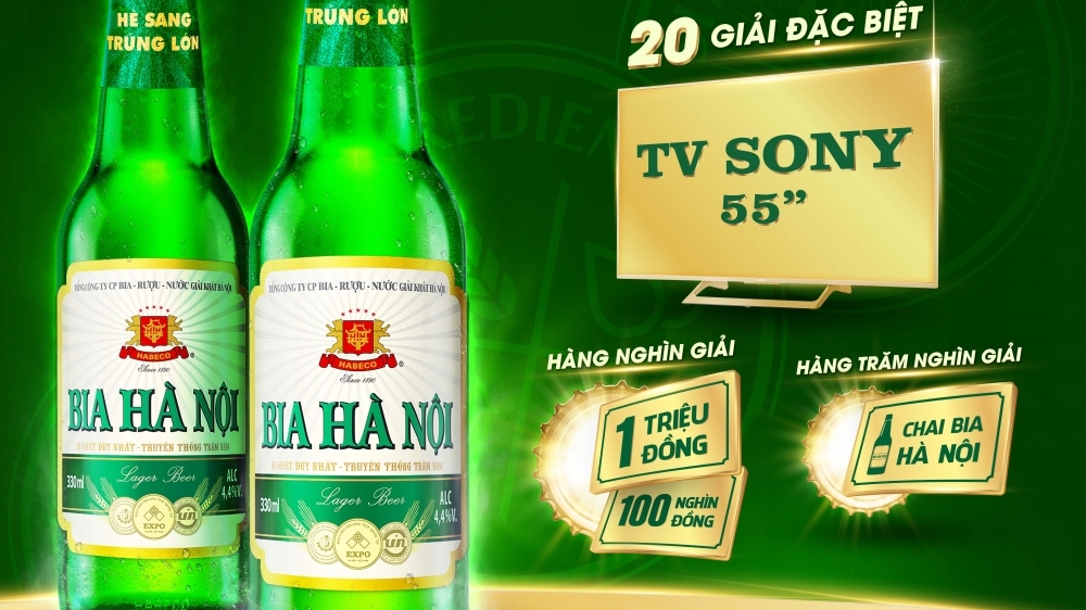 Chào nắng hè bật nắp Bia Hà Nội xanh cùng chương trình khuyến mại "Hè sang trúng lớn"