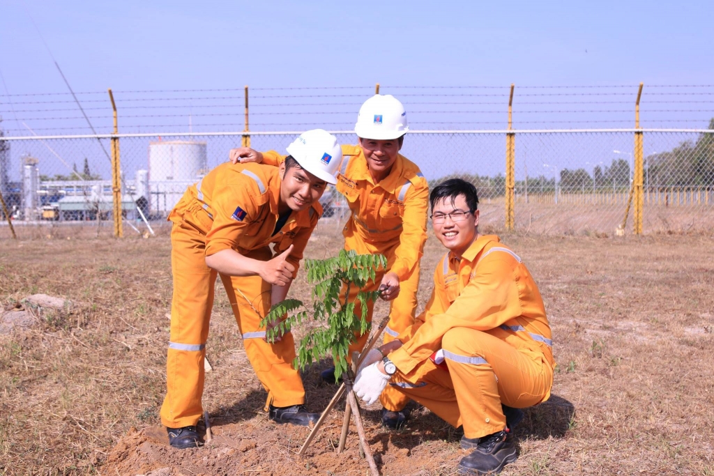 Luân tham gia vào hoạt động trồng cây xanh do công ty tổ chức