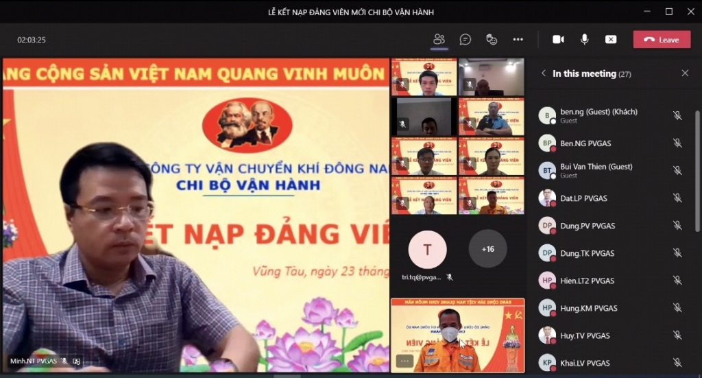 Chi bộ Vận hành KĐN kết nạp đảng viên mới qua hình thức trực tuyến
