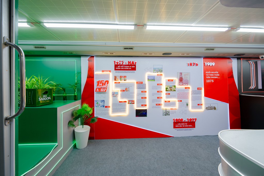 Các khu trưng bày trên mô hình xe buýt di sản để khám phá sâu hơn về hành trình phát triển 150 năm của SABECO gắn bó cùng ngành bia Việt Các khu trưng bày trên mô hình xe buýt di sản để khám phá sâu hơn về hành trình phát triển 150 năm của SABECO gắn bó cùng ngành bia Việt