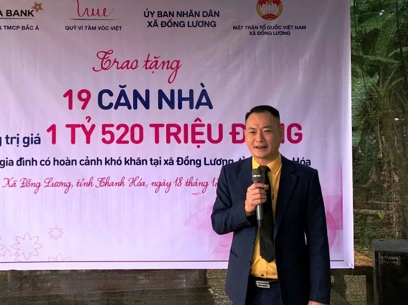 Ông Trịnh Văn Cường, Giám đốc Ngân hàng TMCP Bắc Á - Chi nhánh Thanh Hóa phát biểu tại buổi trao tặng.