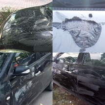 Hà Nội: 2 ô tô bị đổ đầy hóa chất sau 1 đêm tại KĐT Pháp Vân