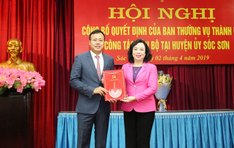 Đồng chí Phạm Quang Thanh được điều động làm Phó Bí thư Huyện ủy Sóc Sơn