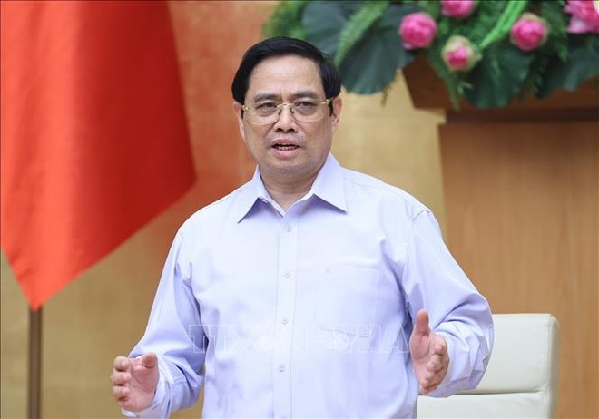 Thủ tướng Phạm Minh Chính chủ trì cuộc họp. (Ảnh: Dương Giang/TTXVN).