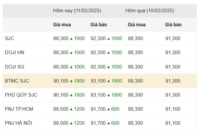 Giá vàng sáng 11/2/2025: Lập đỉnh cao nhất mọi thời đại