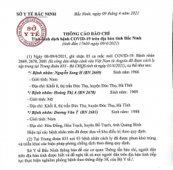 bac ninh ghi nhan them 3 ca nhiem covid 19 moi