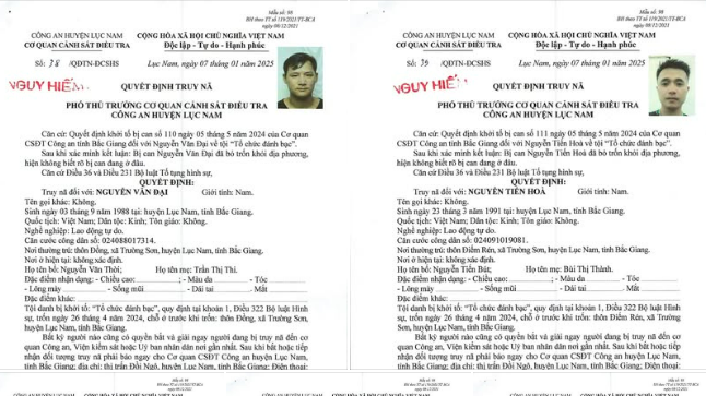 bac giang truy na 5 doi tuong danh bac va to chuc danh bac