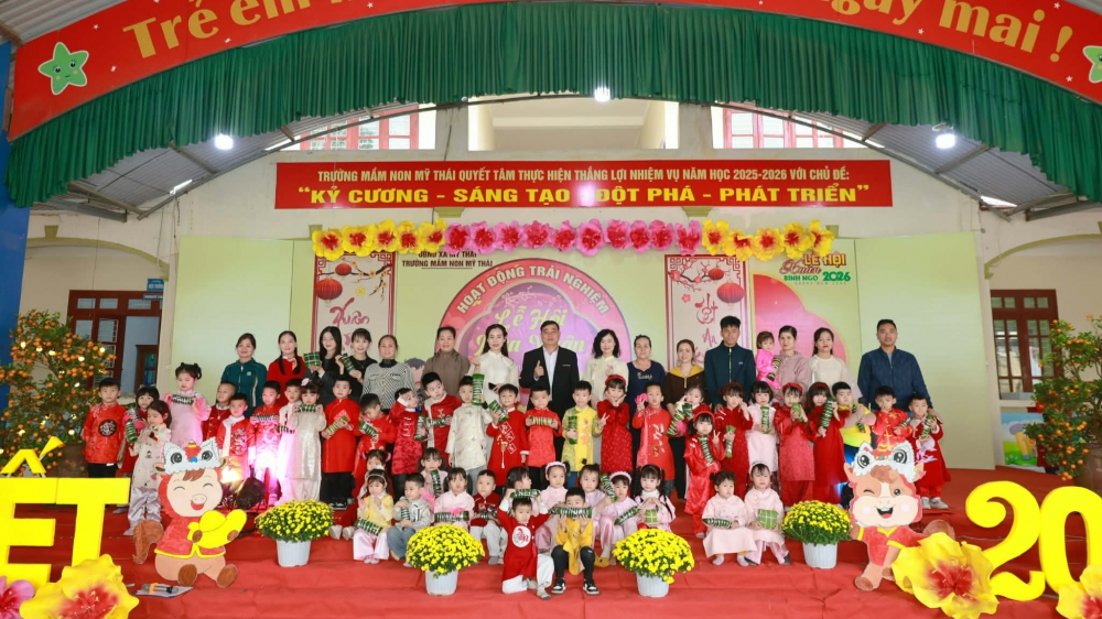 Trường mầm non Mỹ Thái tổ chức hoạt động trải nghiệm “Lễ hội Mùa xuân 2026”
