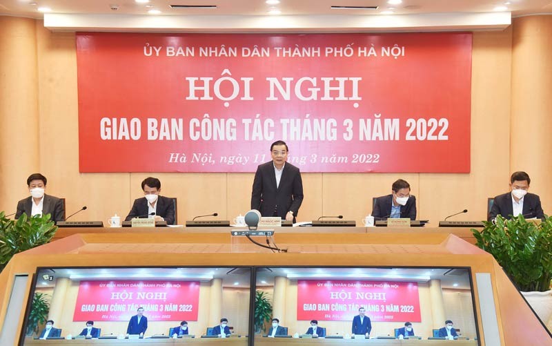 Chủ tịch UBND thành phố Hà Nội Chu Ngọc Anh chủ trì hội nghị.