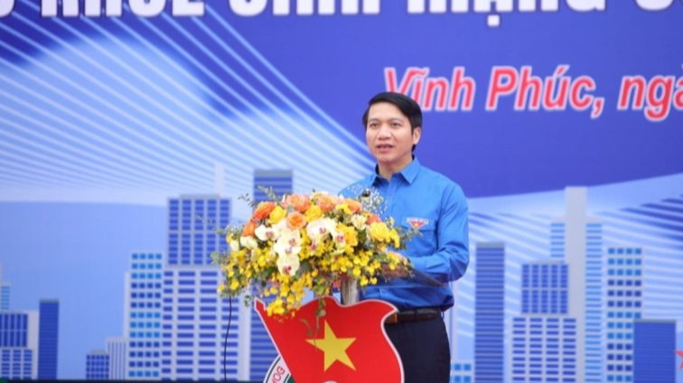 Bí thư Trung ương Đoàn, Chủ tịch Hội Liên hiệp Thanh niên Việt Nam Nguyễn Ngọc Lương phát biểu tại buổi lễ