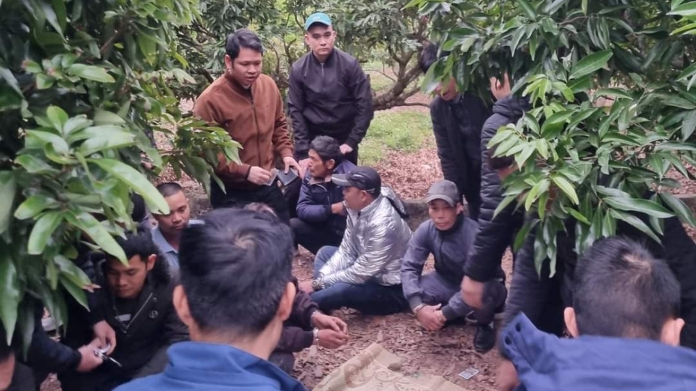 Bắc Giang: Bắt quả tang 11 đối tượng đánh bạc trong vườn vải