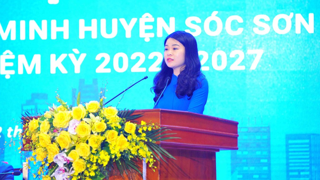 Bí thư Thành đoàn Hà Nội Chu Hồng Minh phát biểu tại Đại hội