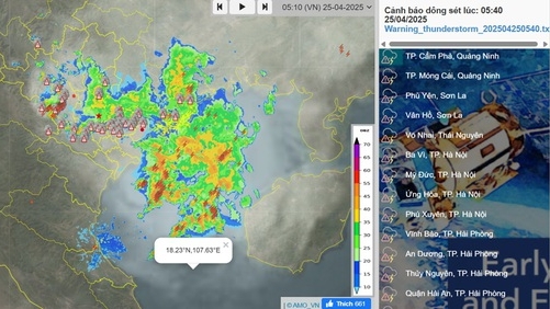 Miền Bắc hứng hơn 23 nghìn cú sét đánh trong sáng nay