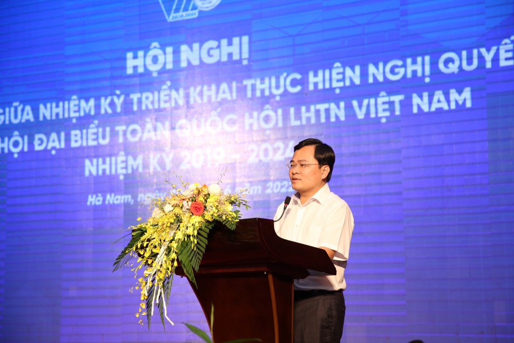 Anh Nguyễn Anh Tuấn, UVBCH Trung ương Đảng, Bí thư Thứ nhất BCH Trung ương Đoàn phát biểu tại hội nghị