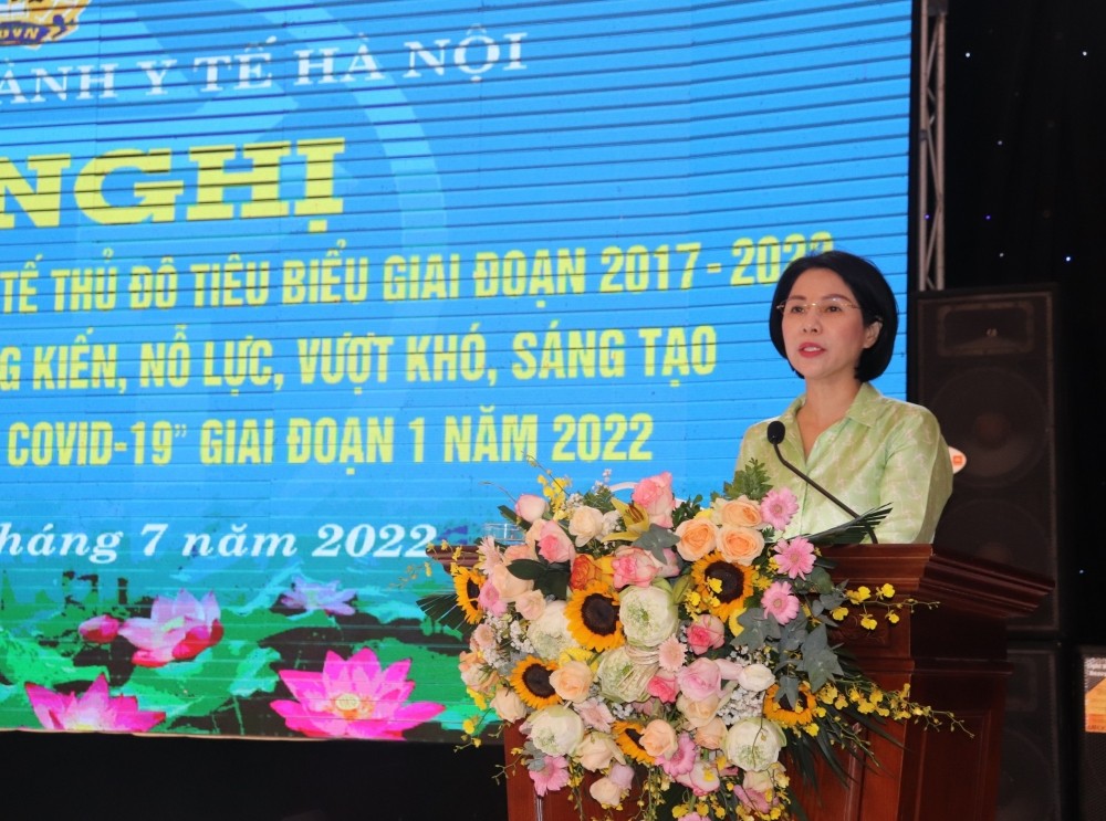 TS Trần Thị Nhị Hà  - Giám đốc Sở Y tế Hà Nội phát biểu tại hội nghị.