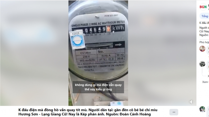 Bắc Ninh: Đồng hồ không đấu điện vẫn quay tít