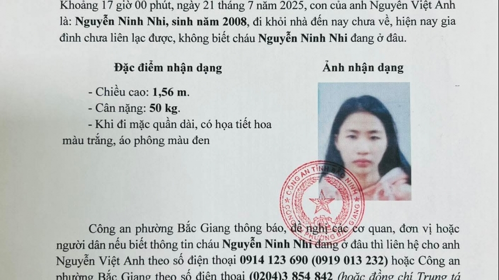Công an Bắc Ninh tìm người mất tích