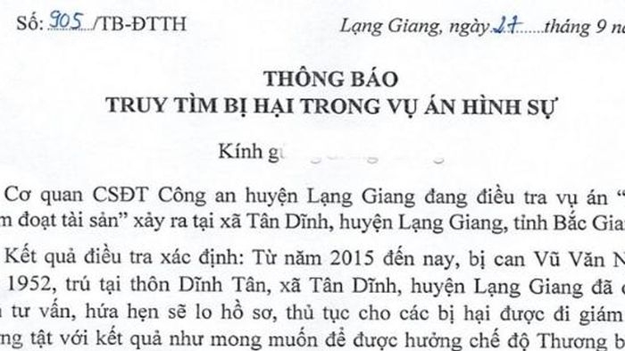 Bắc Giang: Truy tìm bị hại trong vụ án hình sự