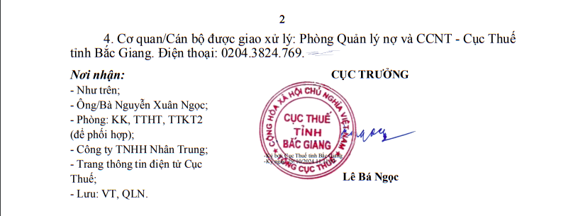 Tạm hoãn xuất cảnh Giám đốc Công ty TNHH Nhân Trung