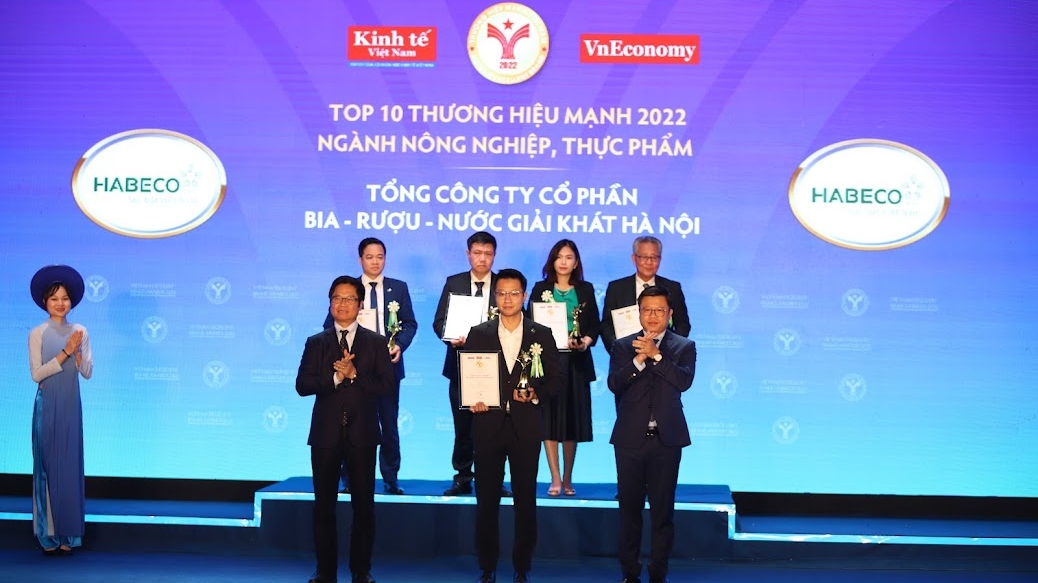 Habeco được vinh danh top 10 thương hiệu mạnh - ngành nông nghiệp, thực phẩm 2022