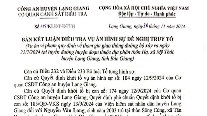 Công an huyện Lạng Giang xử lý nghiêm minh vụ tai nạn giao thông gây chết người