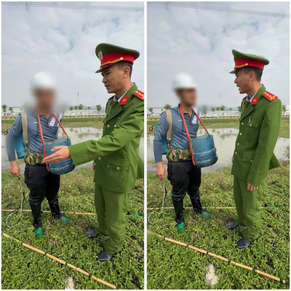 Công an phường Yên Dũng xử phạt trường hợp sử dụng kích điện khai thác thủy sản trái phép