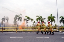 Các đơn vị PV GAS diễn tập phương án chữa cháy và ứng cứu sự cố tràn hóa chất