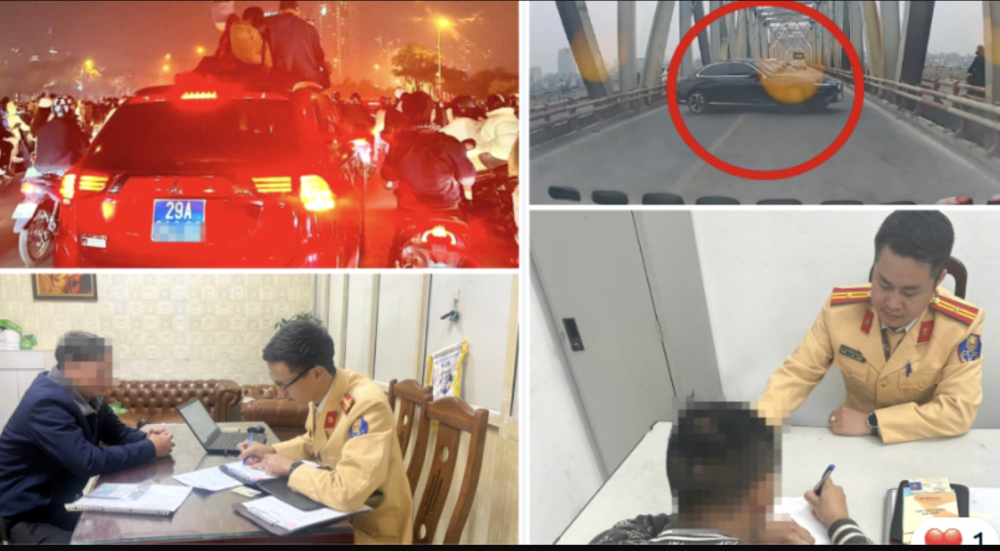 xu phat tai xe o to cho nguoi tren noc xe va quay dau tren cau chuong duong