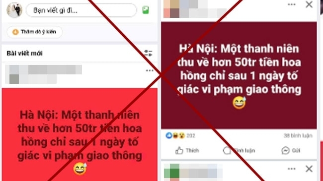 Thông tin "thanh niên thu 50 triệu đồng tố giác vi phạm giao thông" là xuyên tạc