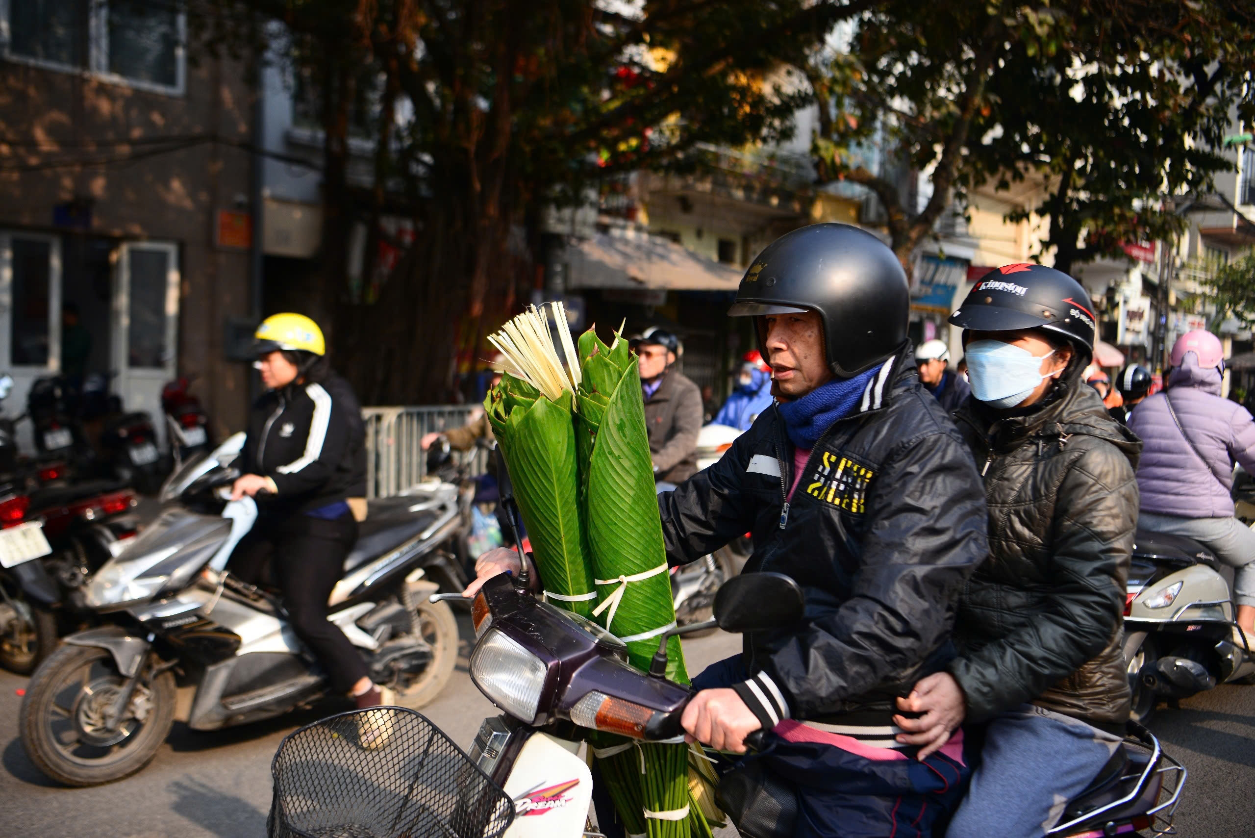 Chợ lá dong lâu đời nhất Thủ đô nhộn nhịp ngày cận Tết